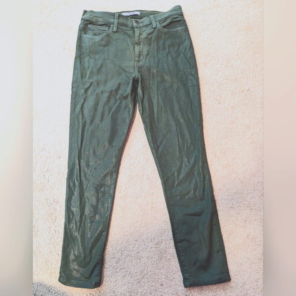 Joe's high rise coated skinny jeans in Olive green